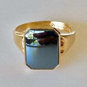 Stately Contemporary 18k Mens Hematite Ring 5g